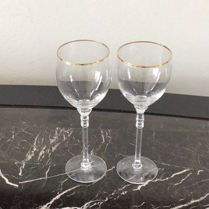 Lenox Crystal Wine Glasses. Phoenix Gold. Set of 2.